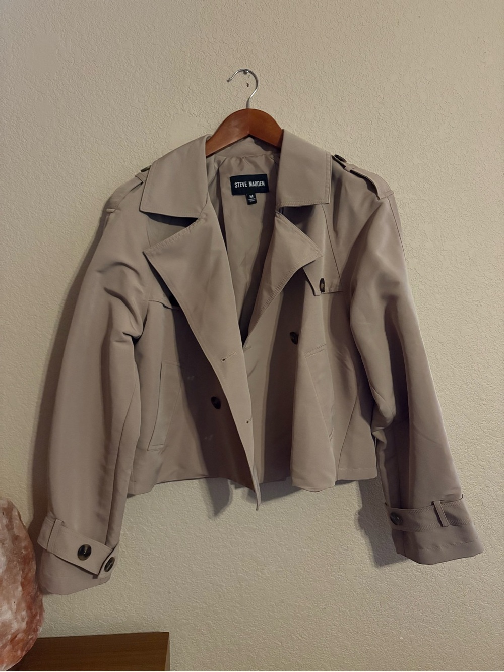 Steve Madden Cropped Trench Coat in Taupe